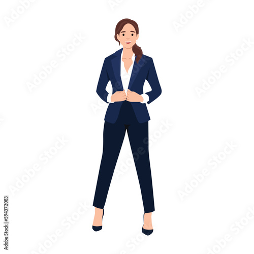 Elegant pretty business woman in formal clothes. Base wardrobe, feminine corporate dress code. Collection of full length portraits of business woman