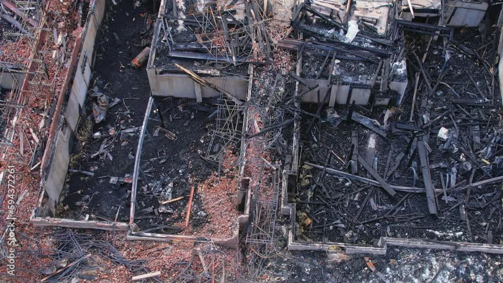 Houses units severely damaged in major Vaughan fire. Fire near Pine Valley Drive and Teston Road on April 12, 2023. Aftermath of large fire in windy hot and dry day in Vaughan, Ontario, Canada. Houses units severely damaged in major Vaughan fire. Fire near Pine Valley Drive and Teston Road on April 12, 2023. Aftermath of large fire in windy hot and dry day in Vaughan, Ontario, Canada.