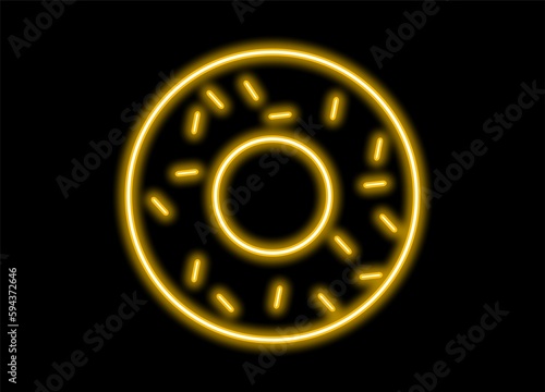 doughnut icon yellow neon glowing on black