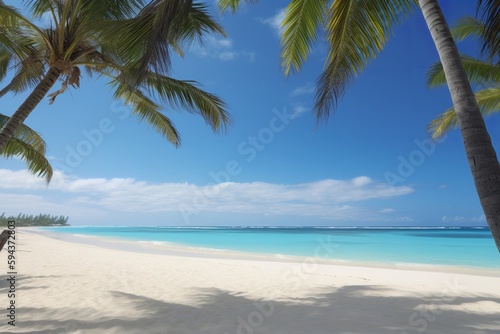 beach with palm trees © jahidsuniverse