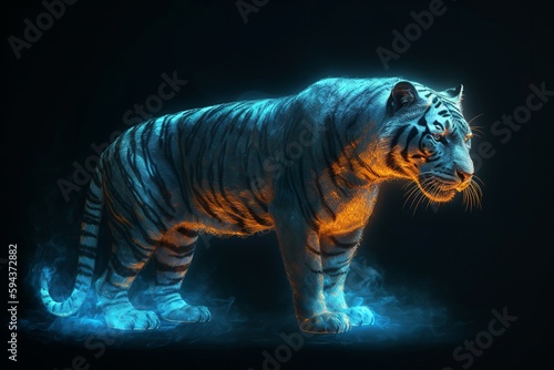 glowing tiger in the night