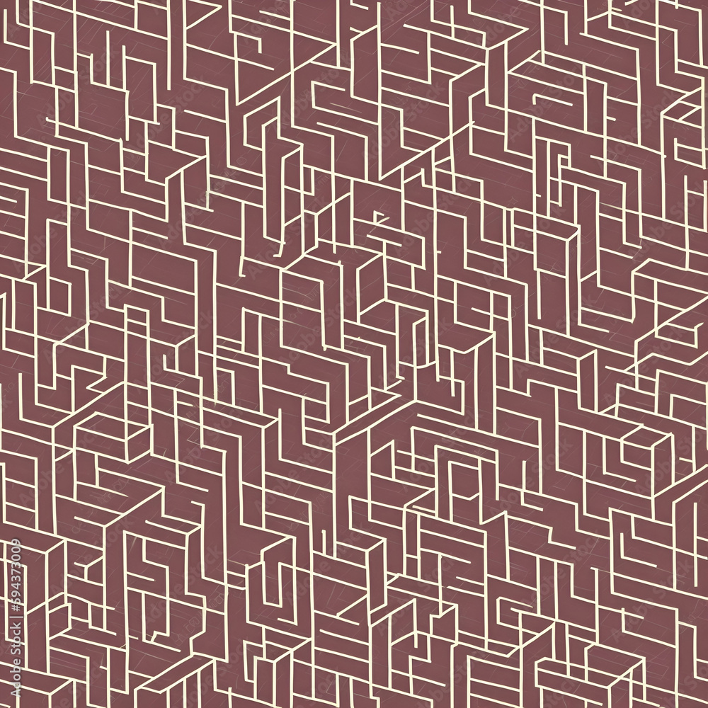 seamless pattern with 3d lines maze
