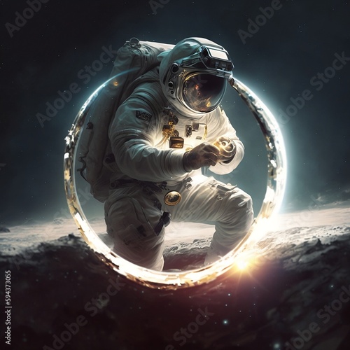 Astronaut entering the portal, Generative AI