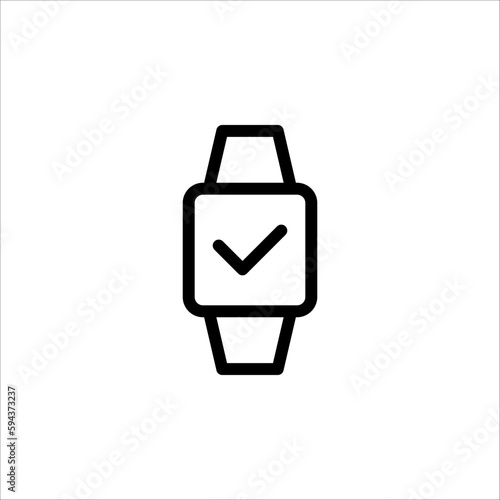 Smart watch simple black line web icon vector illustration on white background