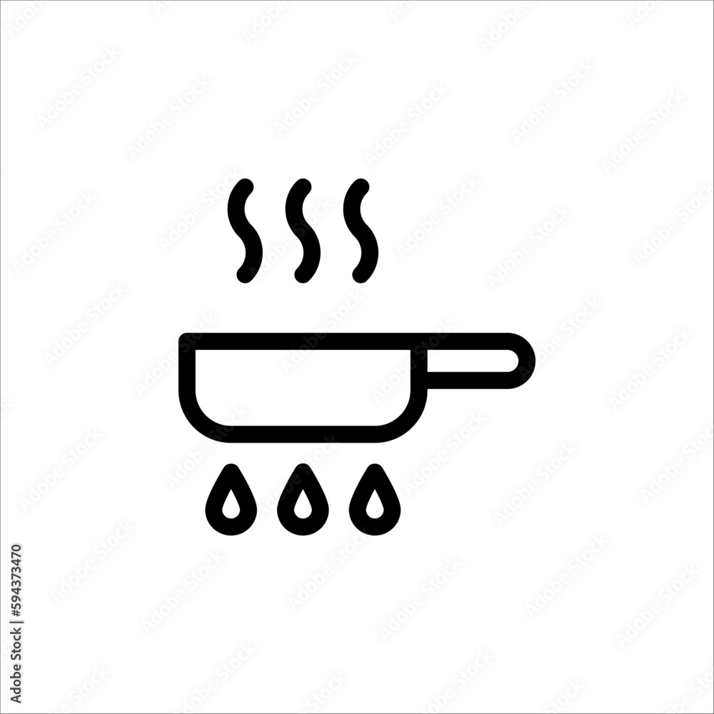 frying pan icon, food cooked linear sign isolated on white background frying pan icon, food cooked linear sign isolated on white background