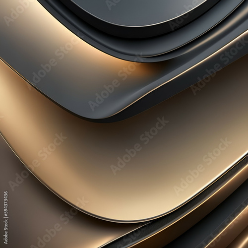 abstract background with lines - black and gold color background - abstract background - Generative AI