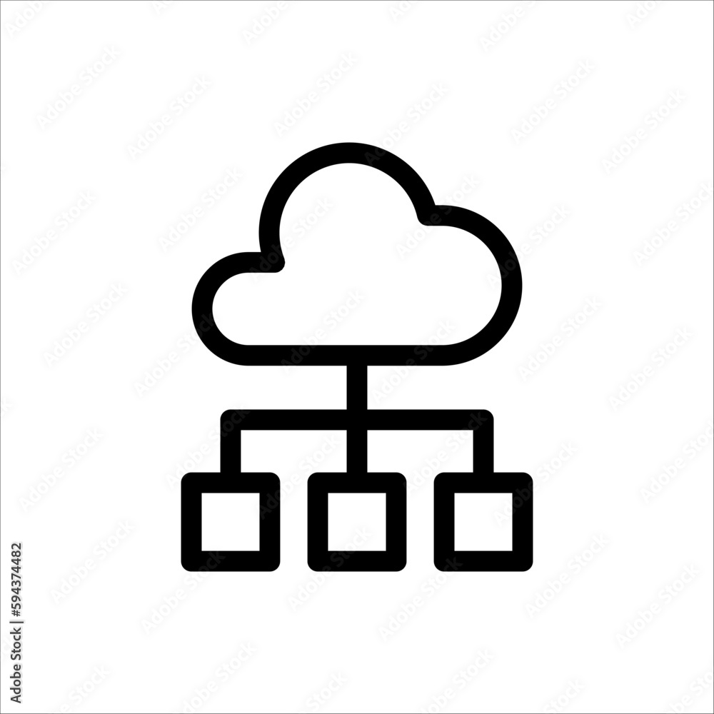 cloud computing vector thin line icon on white background cloud computing vector thin line icon on white background