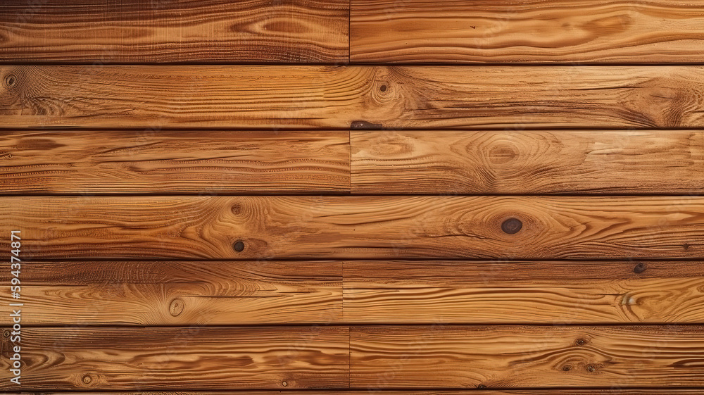 A wooden wall with a wooden plank. Generative Ai