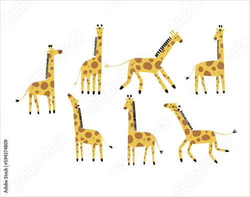 Cute giraffes. This is the perfect collection for nursery designs, kids clothing, posters, book and notebook covers, and any children-related products.