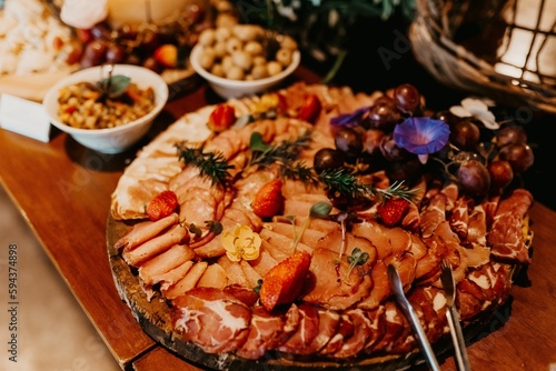 Serving platter filled with an assortment of snacks during the ceremony