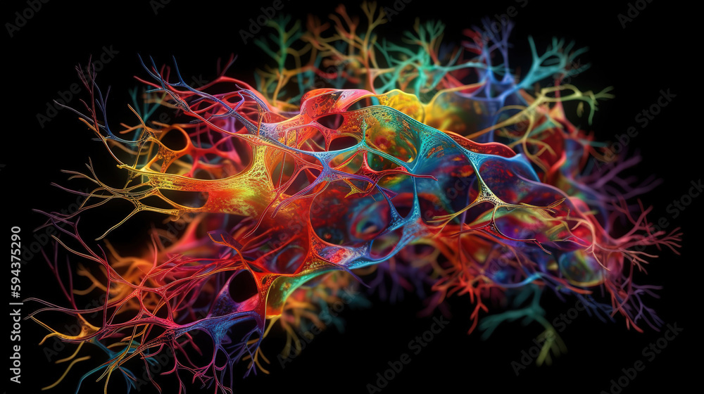 Abstract art of neon light brain with nerves. Generative Ai Abstract art of neon light brain with nerves. Generative Ai