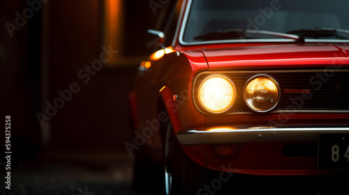  closeup of headlights on a vintage sport car wallpaper Ai Generative   © adel