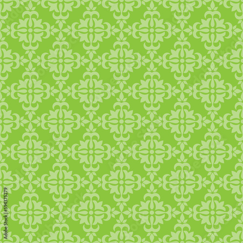 Vector wallpaper seamless tied fishnet damask pattern in green colors.