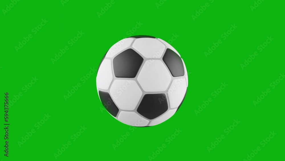 3D animation of soccer black and white ball rotating 360 degree on green screen chroma key. Seamless loop animation for social media and advertising, promotion movie-series credits 3D animation of soccer black and white ball rotating 360 degree on green screen chroma key. Seamless loop animation for social media and advertising, promotion movie-series credits