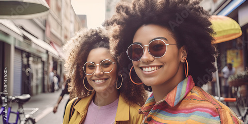 closeup of two GenZ young adults ready to go bike riding in the summertime - generative AI