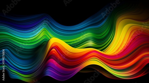 Rainbow-colored Silk, Wavy Satin Folds, Wallpaper, Generative AI
