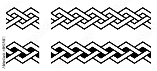 Geometric Braid Knot Lines Frame Border Seamless Pattern Ornament Decorative Vector Illustration