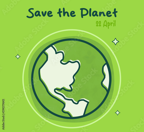Concepto de Ecología. Feliz día de la Tierra. Ilustración vectorial, postal, tarjeta.