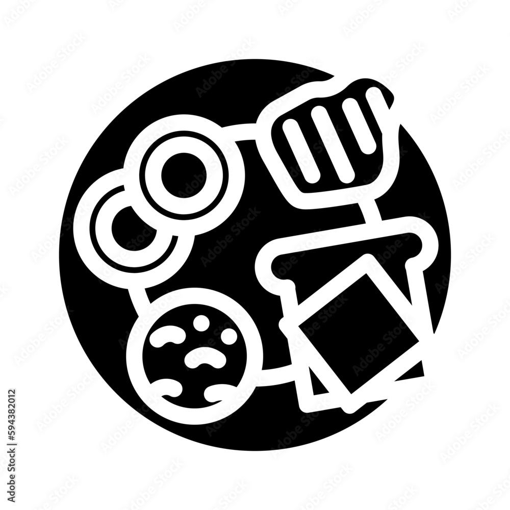 play food set toy baby glyph icon vector illustration play food set toy baby glyph icon vector illustration