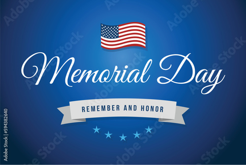 Memorial Day Flag Stars Horizontal Vector Illustration 1