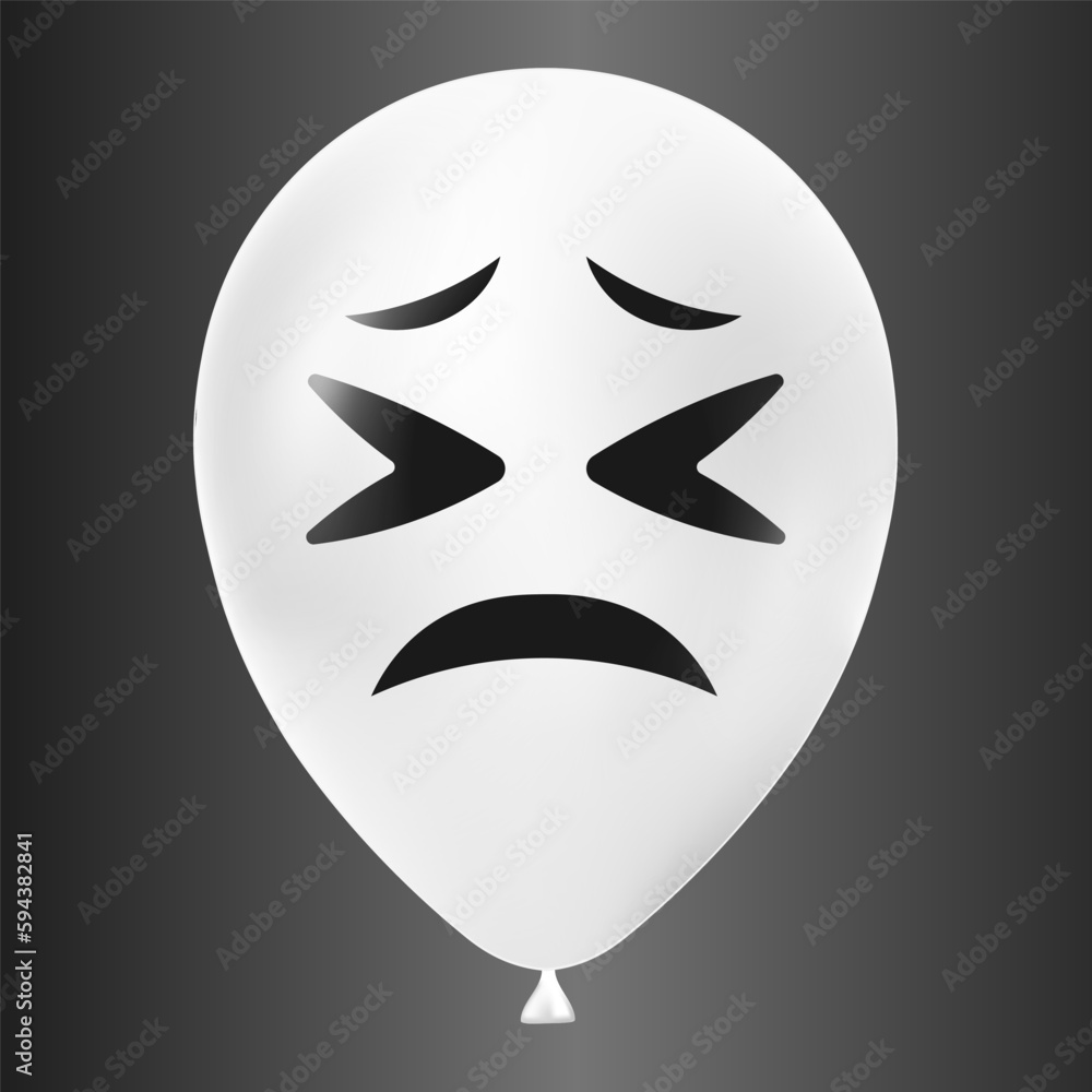 Halloween white balloon illustration with scary and funny face isolated on dark background Halloween white balloon illustration with scary and funny face isolated on dark background