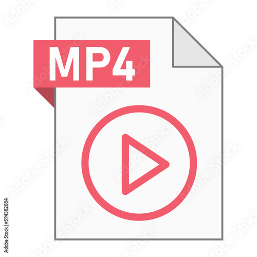 Modern flat design of MP4 file icon for web