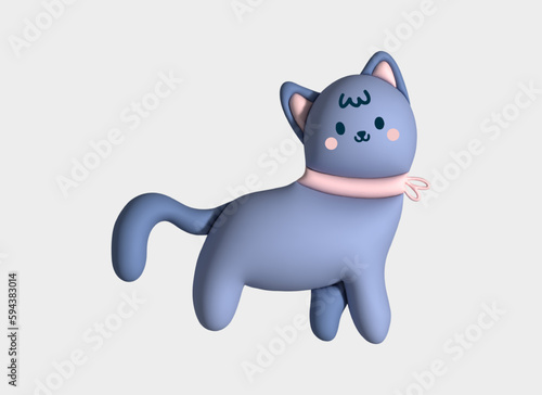 cat cartoon character.  realistic 3d design