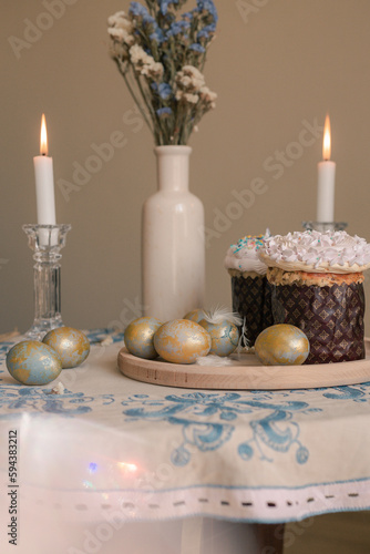 Orthodox easter cakes and eggs