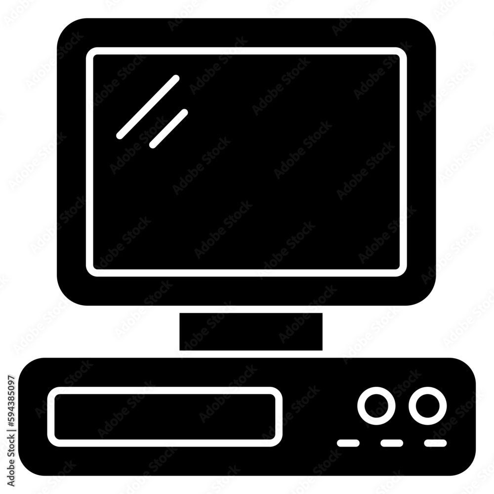A flat design, icon of computer A flat design, icon of computer