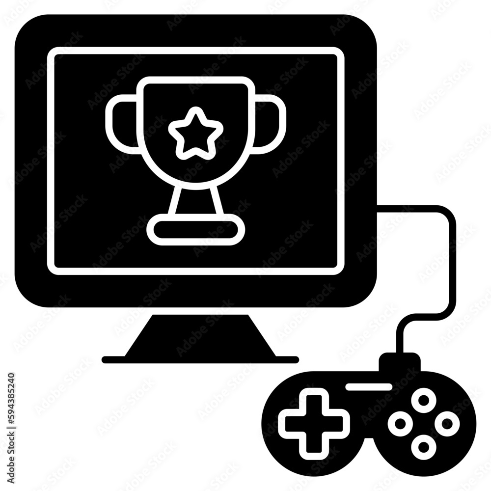 A flat design icon of trophy cup