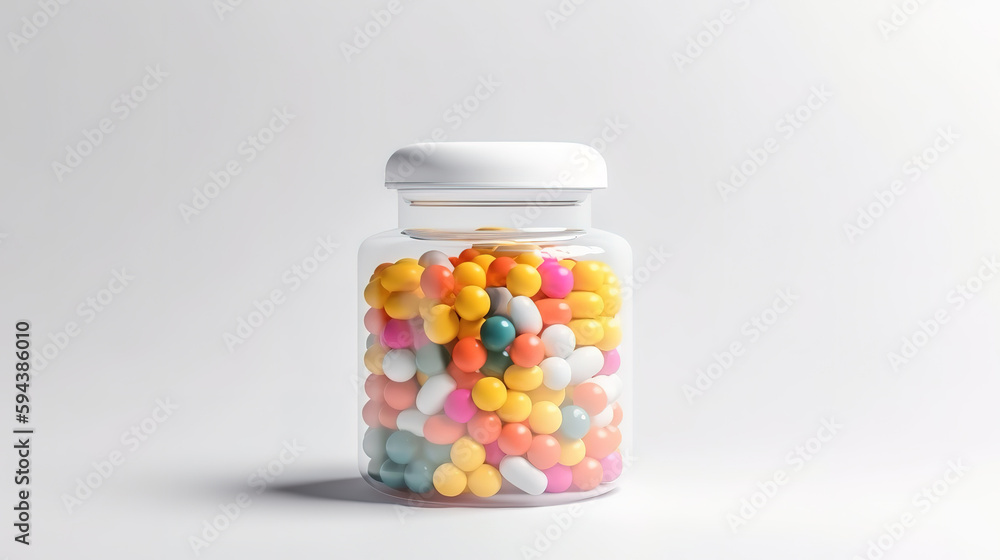 Jar of pills isolate. White plastic jar for medical pills, drugs. Generative Ai Jar of pills isolate. White plastic jar for medical pills, drugs. Generative Ai