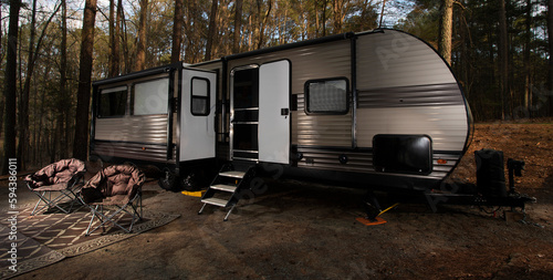 Camper trailer at a North Carolina campsite