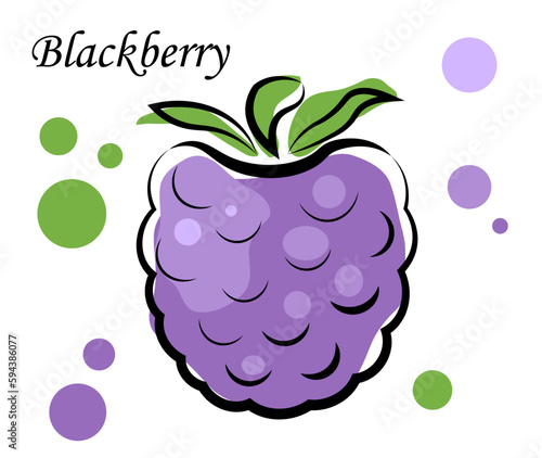 Juicy, sweet, sour, ripe blackberry on a white background. Doodle style illustration. Vector illustration in watercolor style.