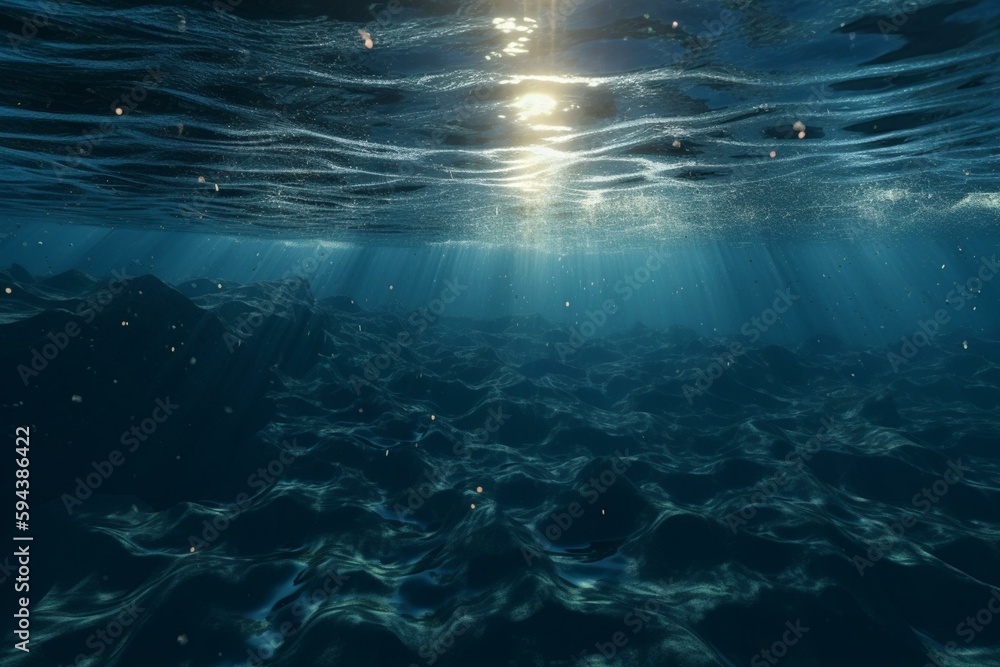 water with dramatic lighting under the ocean surface made by generative ai