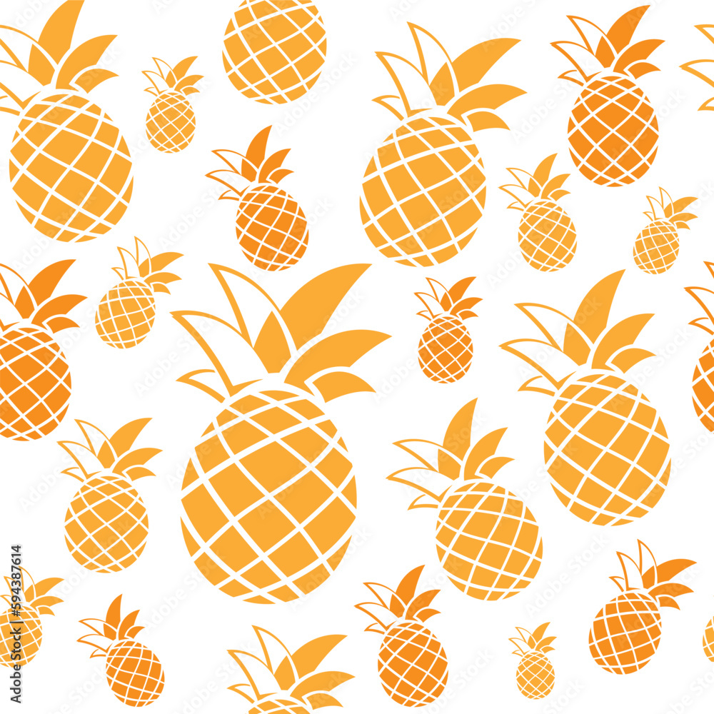Pineapple tropical fruit seamless pattern illustration repeat