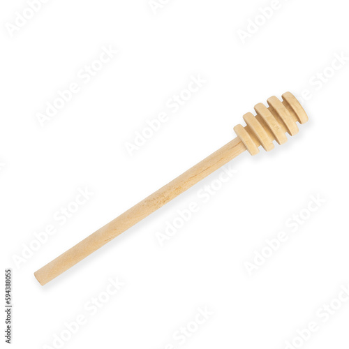 Clean Smple Wooden Honey Spoon Isolated on White Background
