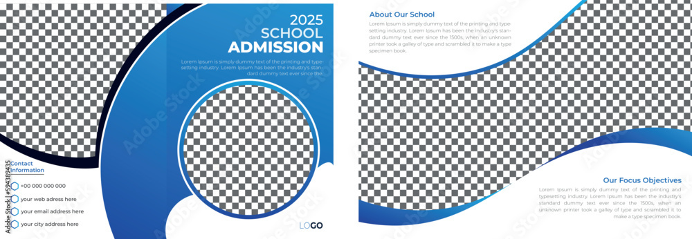 School Admission Registration Bifold Brochure 4 Page Design Template for School, College, University