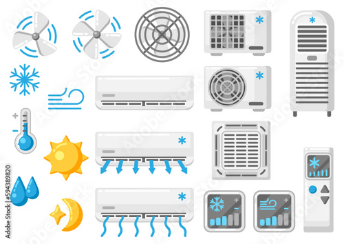 Set of air conditioners. Icon or image for industry and business.