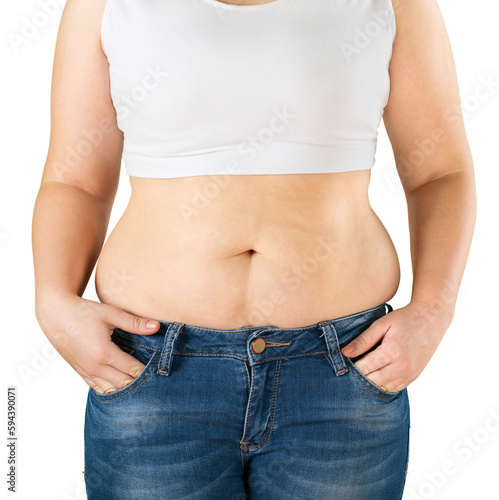 Fat woman in jeans. Concept overweight