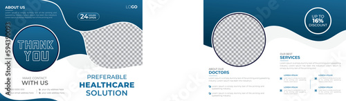 Hospital Healthcare Medicine Science Bifold 4 Page Brochure Flyer Cover Template for Doctor Promotion