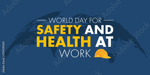 Globe in the background, a concept for world day for safety and health at work vector illustration design