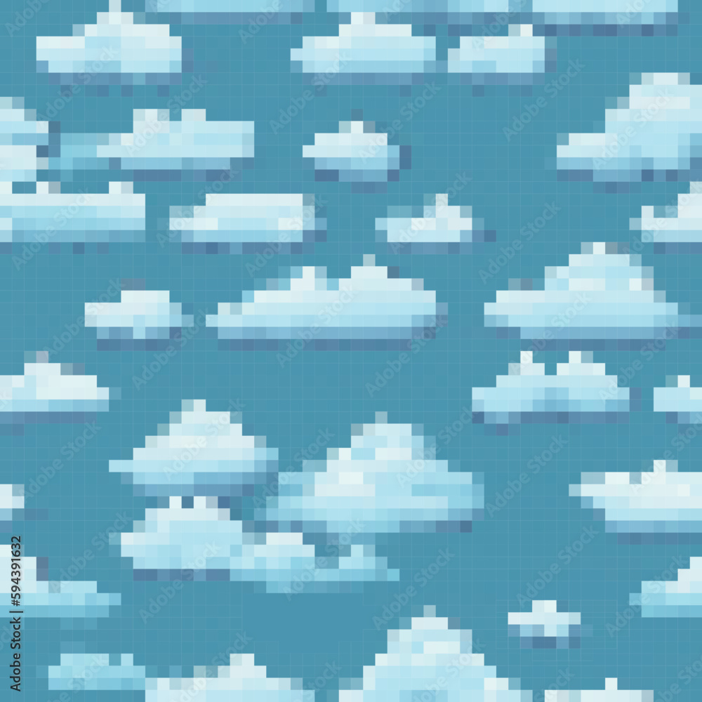 Fototapeta premium Pixel art clouds