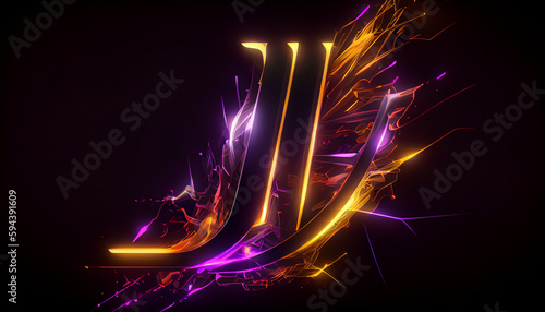 Beautiful abstract futuristic letter L logo Ai generated image photo