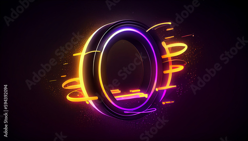 Beautiful abstract futuristic letter O logo Ai generated image photo