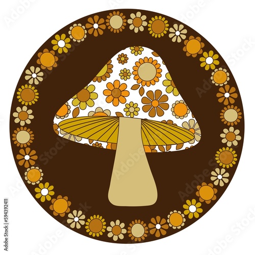 mod flower pattern mushroom with floral frame