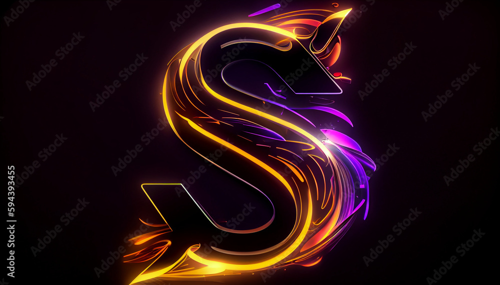 Beautiful abstract futuristic letter S logo Ai generated image Beautiful abstract futuristic letter S logo Ai generated image