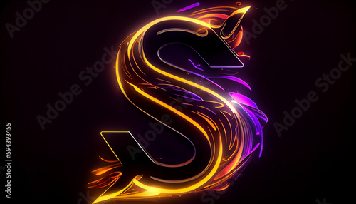 Beautiful abstract futuristic letter S logo Ai generated image