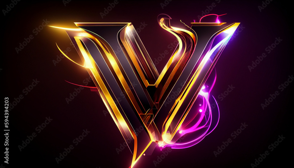 Beautiful abstract futuristic letter V logo Ai generated image