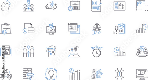 Operations optimization line icons collection. Efficiency, Streamlining, Productivity, Automation, Integration, Lean, Kaizen vector and linear illustration. Continuous Improvement,Real-time,Sync