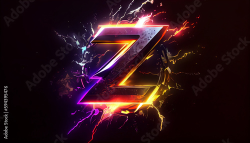 Beautiful abstract futuristic letter Z logo Ai generated image photo